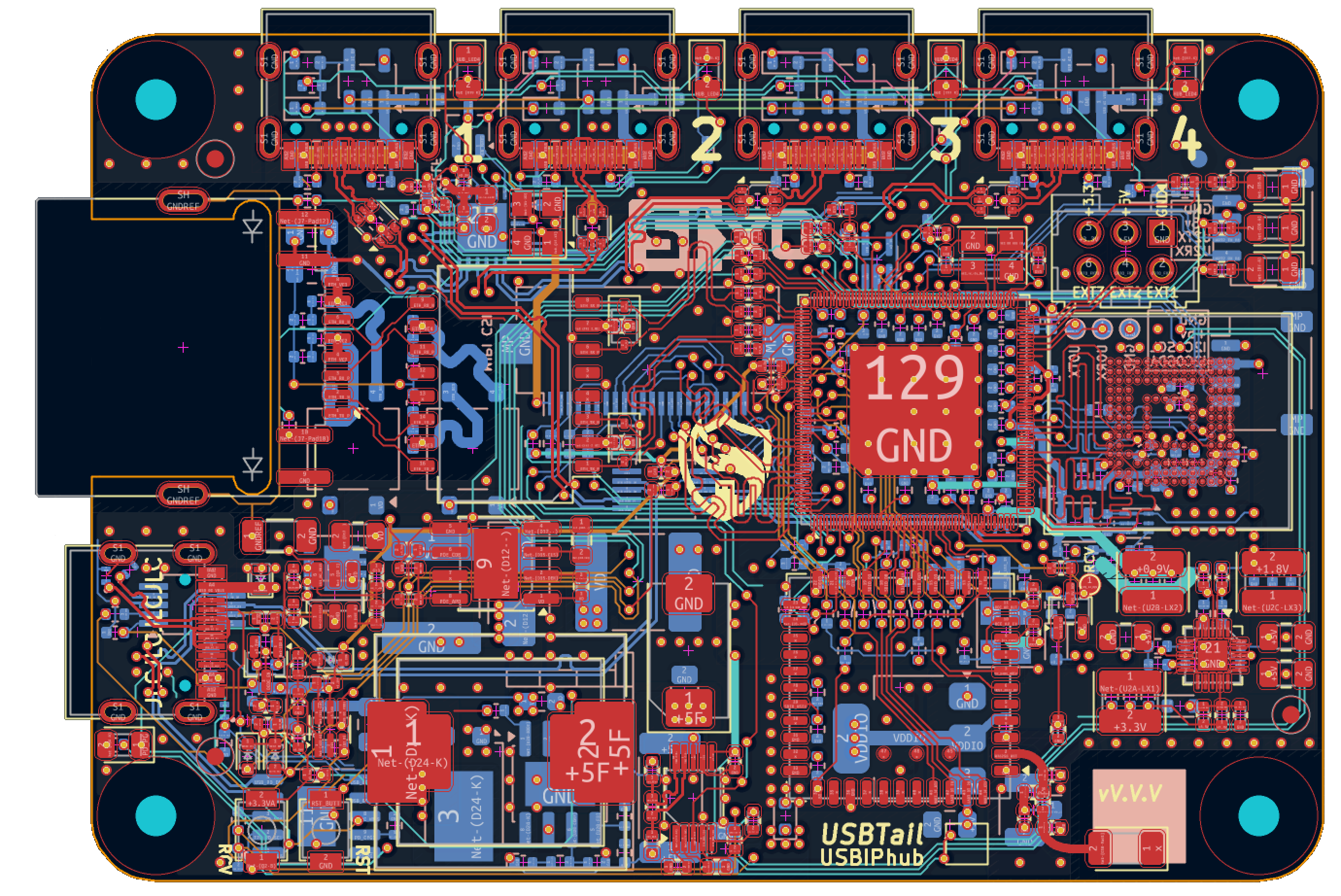 USBTail PCB layout in KiCad